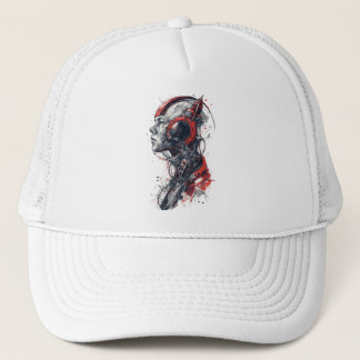 Red circuit dream trucker hat