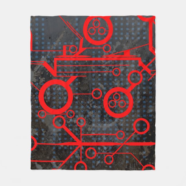 Red Circuit Fleece Blanket (Front)