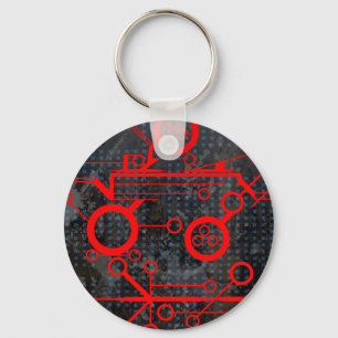 Red Circuit Keychain