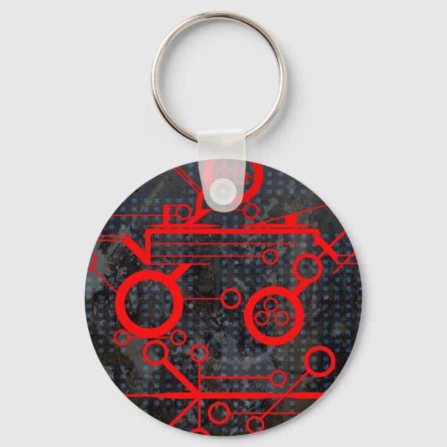 Red Circuit Keychain (Front)