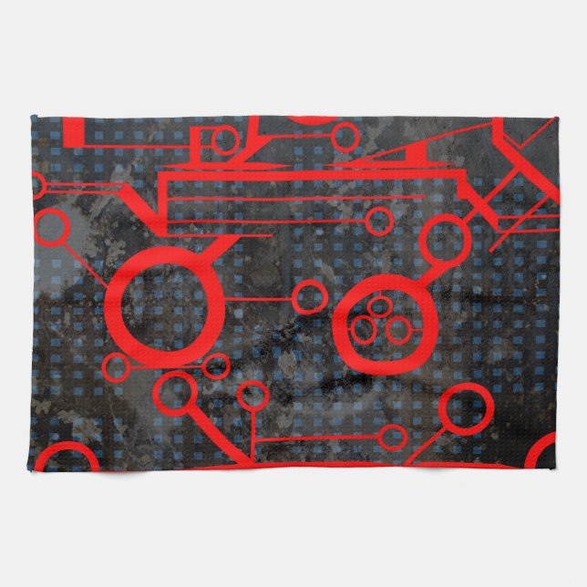 Red Circuit Kitchen Towel (Horizontal)