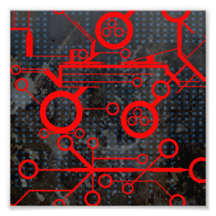 Red Circuit Photo Print