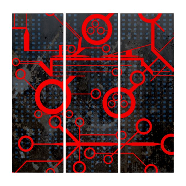 Red Circuit Triptych (Front)