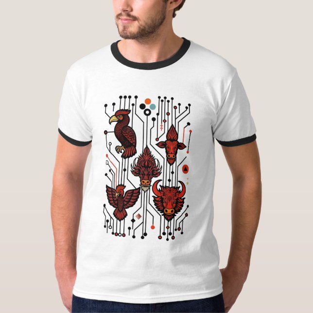 Red Circuitry Wildlife T-Shirt (Front)