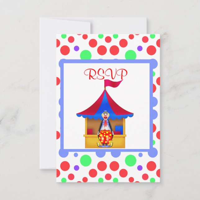 RED CIRCUS BIRTHDAY PARTY RSVP CARD (Front)
