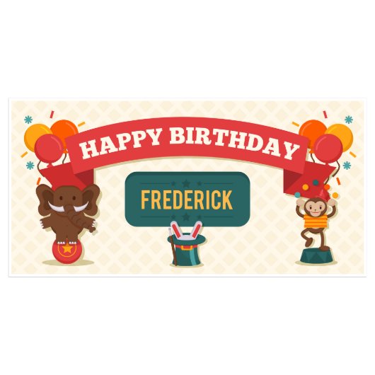 Red Circus Show Birthday Banner Party Decor (Front)