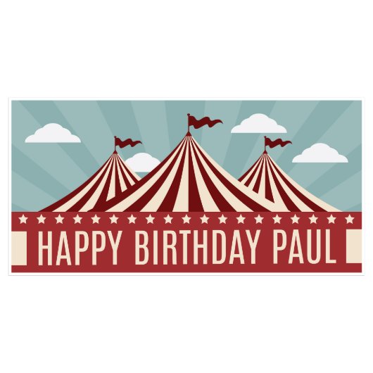 Red Circus Tent Birthday Banner Party Decor (Front)