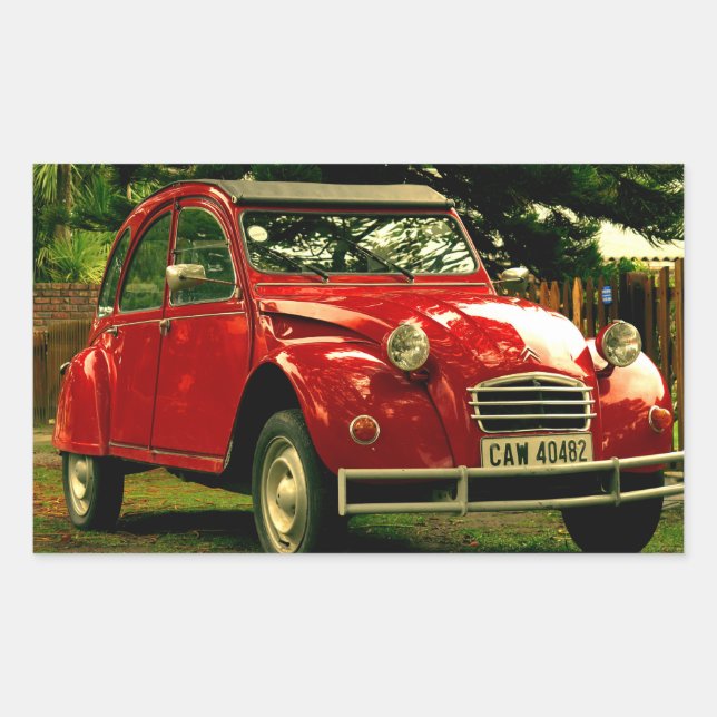Red Citroën 2CV Rectangular Sticker (Front)