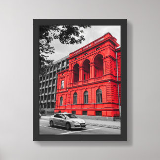 Red City Building Minimalist Photography Poster