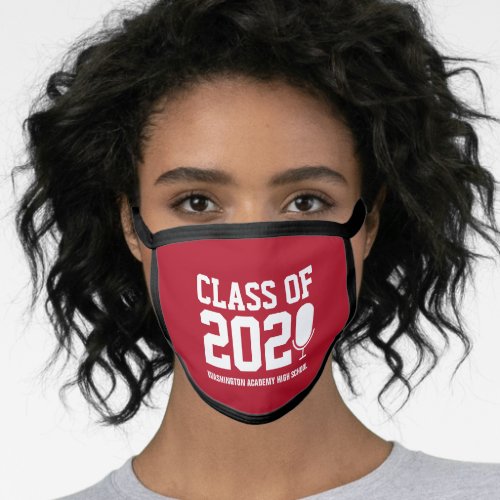 Red Class of 2021 Distance Learning Mic Graduation Face Mask