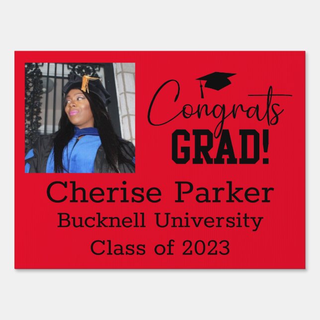 Red Class of 2023 Customizable Yard Sign (Front)