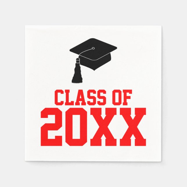 Red Class of 2024 Graduation Party Napkins (Front)