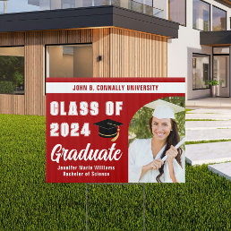Red Class of 2024 Graduation Photo Arch Yard Sign