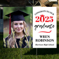 Red Class of 2025 Double Sided Graduation Photo