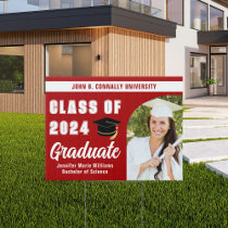 Red Class of 2025 Graduation Photo Arch Yard Sign