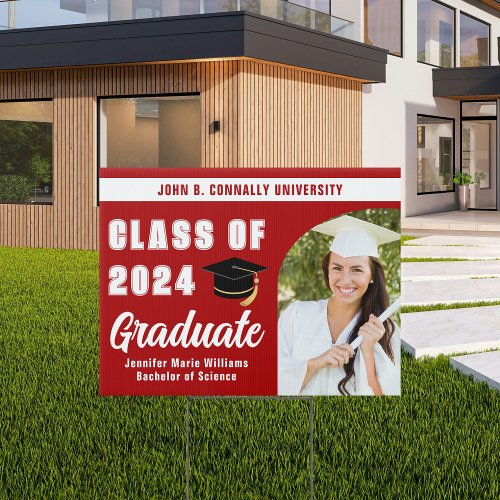 Red Class of 2025 Graduation Photo Arch Yard Sign