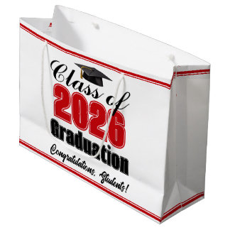 Red Class of 2026 Custom Graduation Party Large Gift Bag