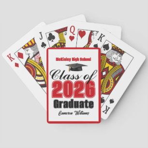 Red Class of 2026 Custom Graduation Party Poker Cards