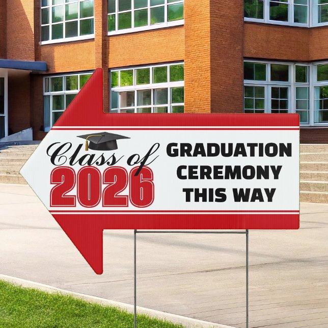 Red Class of 2026 Graduation Arrow Yard Sign (Creator Uploaded)