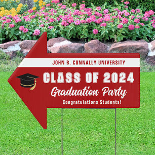 Red Class of 2026 Graduation Party Arrow Yard Sign