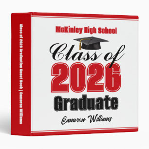 Red Class of 2026 Graduation Photo Album 3 Ring Binder
