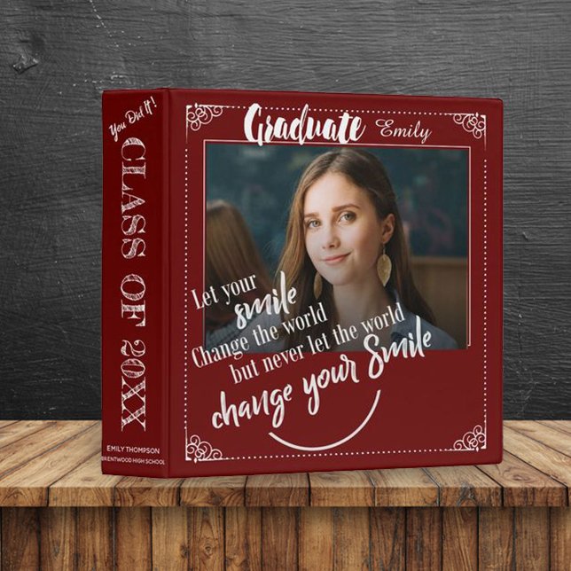 Red Class Of 2026 Graduation Photo Memories 3 Ring Binder (Creator Uploaded)