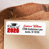 Red Class of 2026 Graduation Return Address Label
