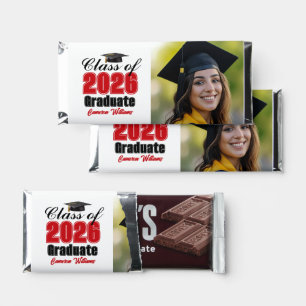 Red Class of 2026 Photo Graduation Party Hershey Bar Favors