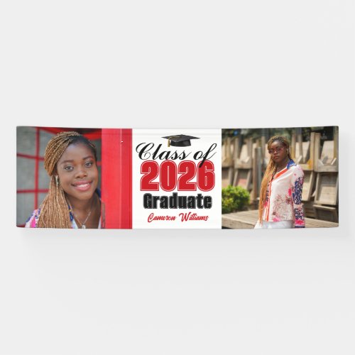 Best Red Class Red Class of 2026 Photo Graduation Party Wide Banner | Z-Feed