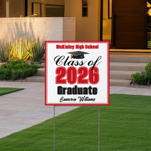 Red Class of 2026 Small Graduation Yard Sign