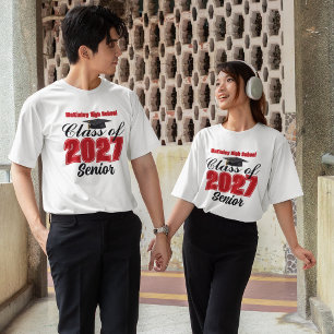Red Class of 2027 Senior Custom High School T-Shirt