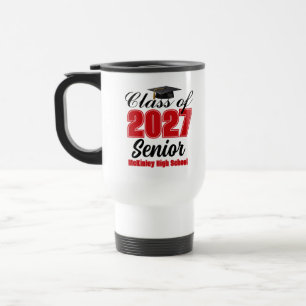Red Class of 2027 Senior Custom High School Travel Mug