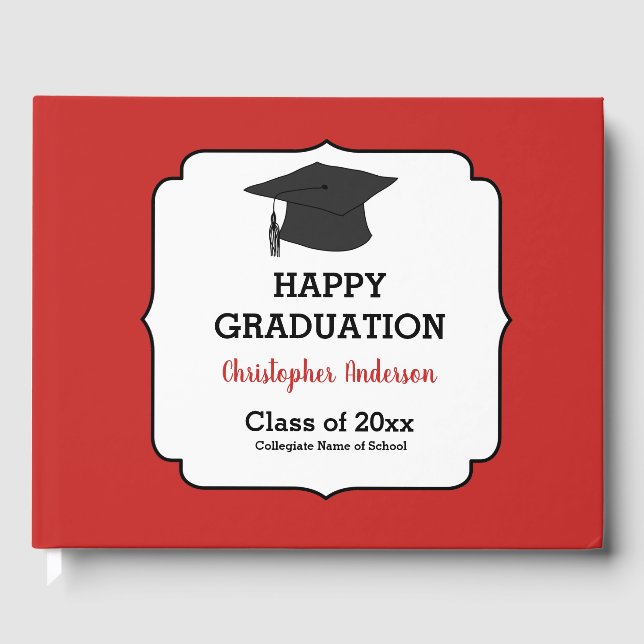 Red Class of Graduation Guest Book (Front)