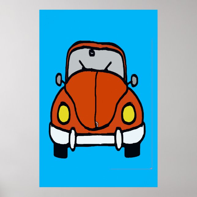 Red Classic Car Cartoon Poster (Front)