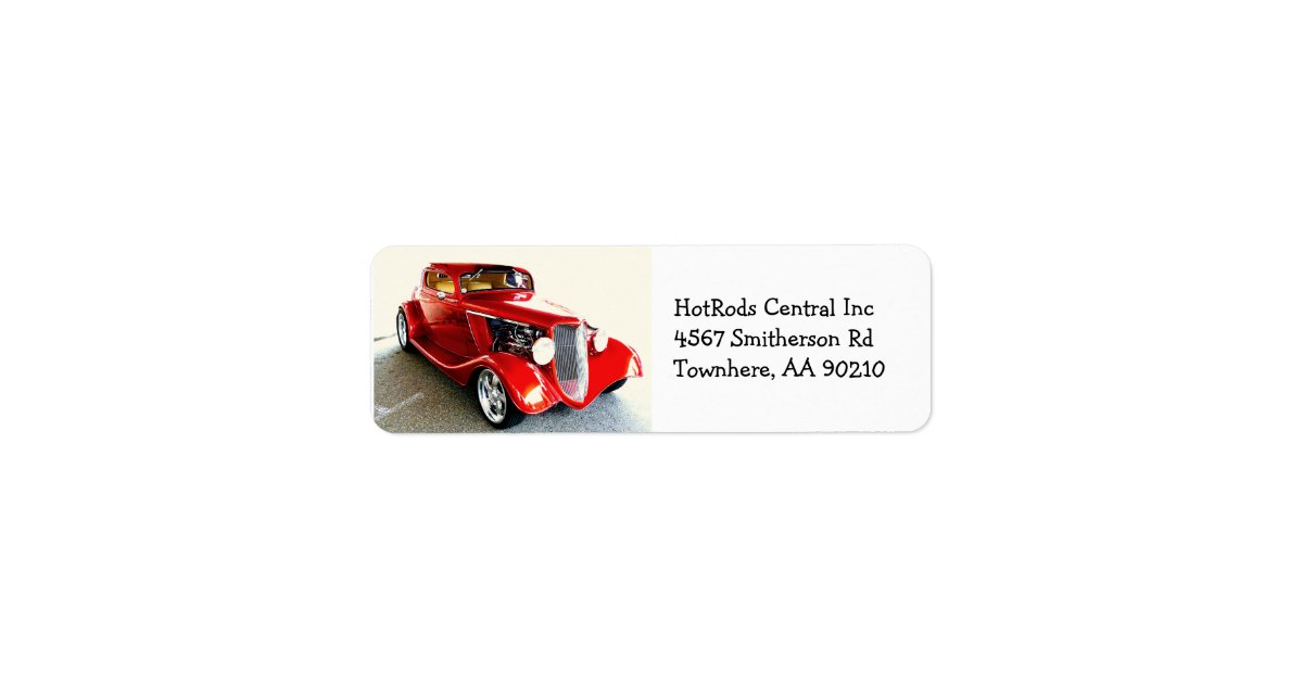 Red Classic Car Hot Rod Label | Zazzle