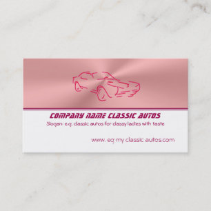 Red Classic Car template - Rose Pink and White Business Card