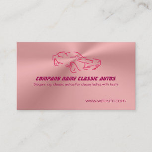 Red Classic Car template - Rose Pink Faux Chrome Business Card