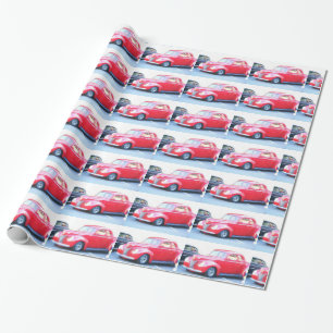 Red classic car wrapping paper