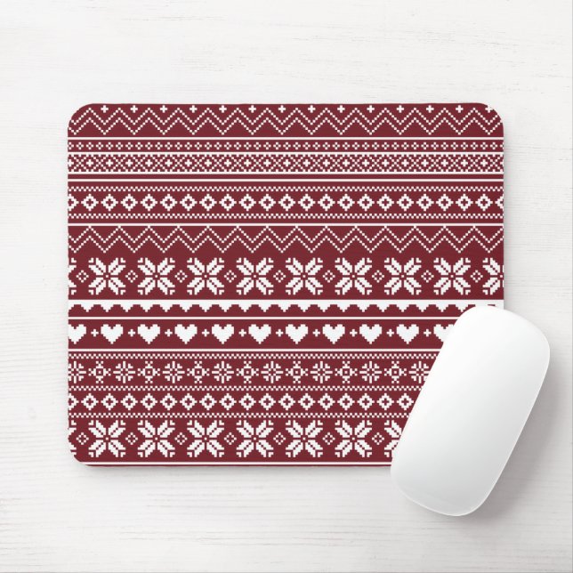 Red Classic Christmas Sweater Pattern Mouse Pad (With Mouse)
