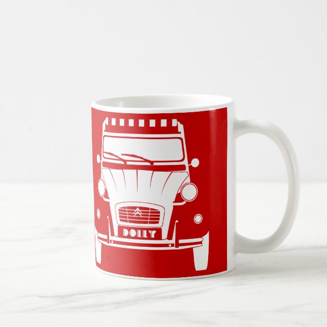 Red Classic Citroen 2CV Deux Chevaux Dolly Mug (Right)
