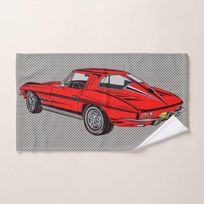 Red Classic Corvette Design Bath Towel Set