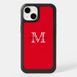 Red Classic Custom Monogram & Name OtterBox iPhone 14 Case