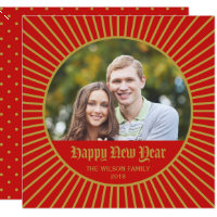 Red Classic Decorative Happy New Year Photo Card