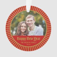 Red Classic Decorative Happy New Year Photo Ornament