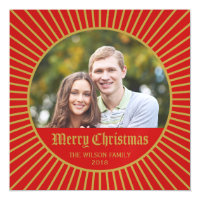 Red Classic Decorative Merry Christmas Photo Magnetic Card