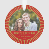Red Classic Decorative Merry Christmas Photo Ornament