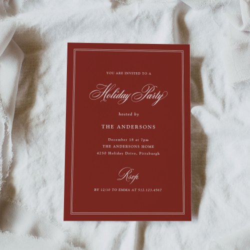 Red Classic Elegance | Holiday Party Invitation