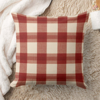 Red Classic Farmhouse Buffalo Plaid Throw Pillow