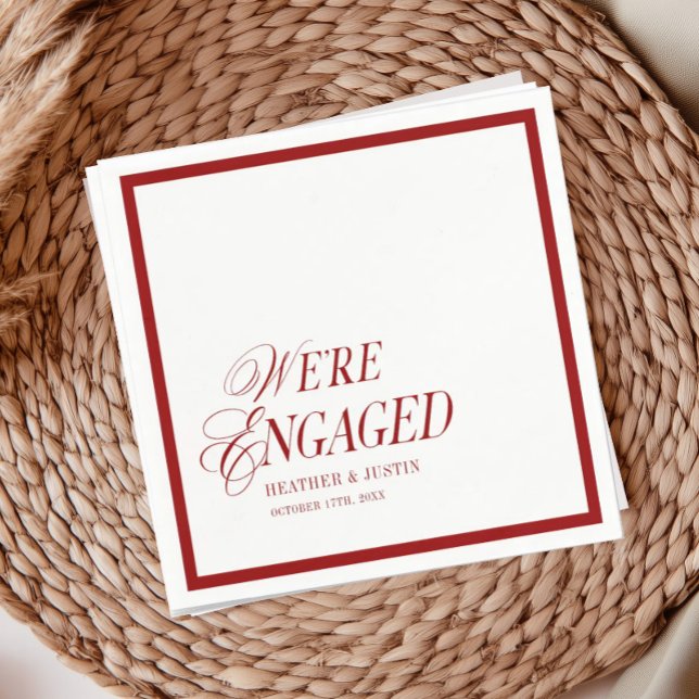 Red Classic Formal We're Engaged Napkins (Creator Uploaded)