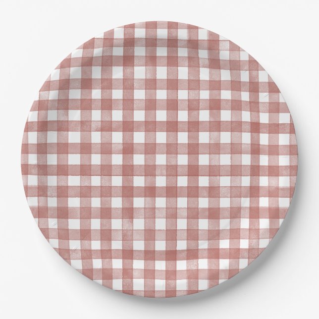 Red Classic Gingham Paper Plates (Front)